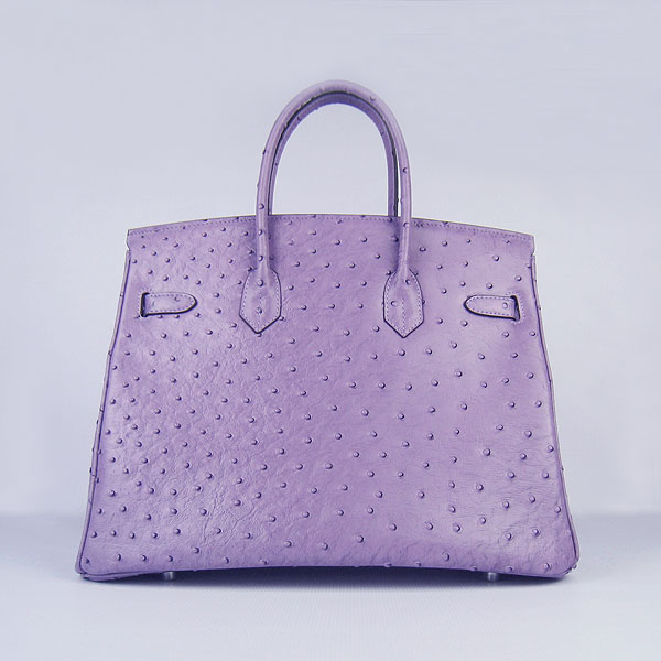 High Quality Fake Hermes Birkin 35CM Ostrich Veins Handbag Purple 6089